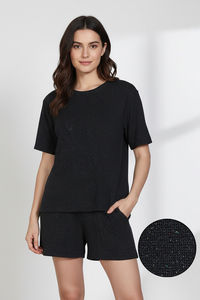 Zivame Knit Cotton Shorts Set - Caviar — thumbnail 2