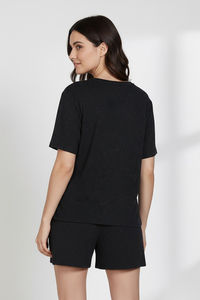 Zivame Knit Cotton Shorts Set - Caviar — thumbnail 4
