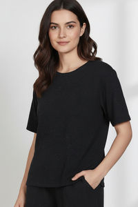 Zivame Knit Cotton Shorts Set - Caviar — thumbnail 6
