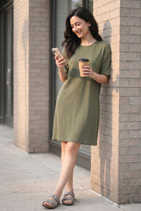 Zivame 2 Mile Fashion Knit Cotton Loungewear Dress - Cypress — thumbnail 1
