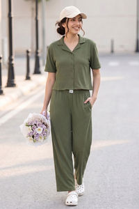Zivame 2 Mile Fashion Knit Cotton Loungewear Set - Cypress — thumbnail 1