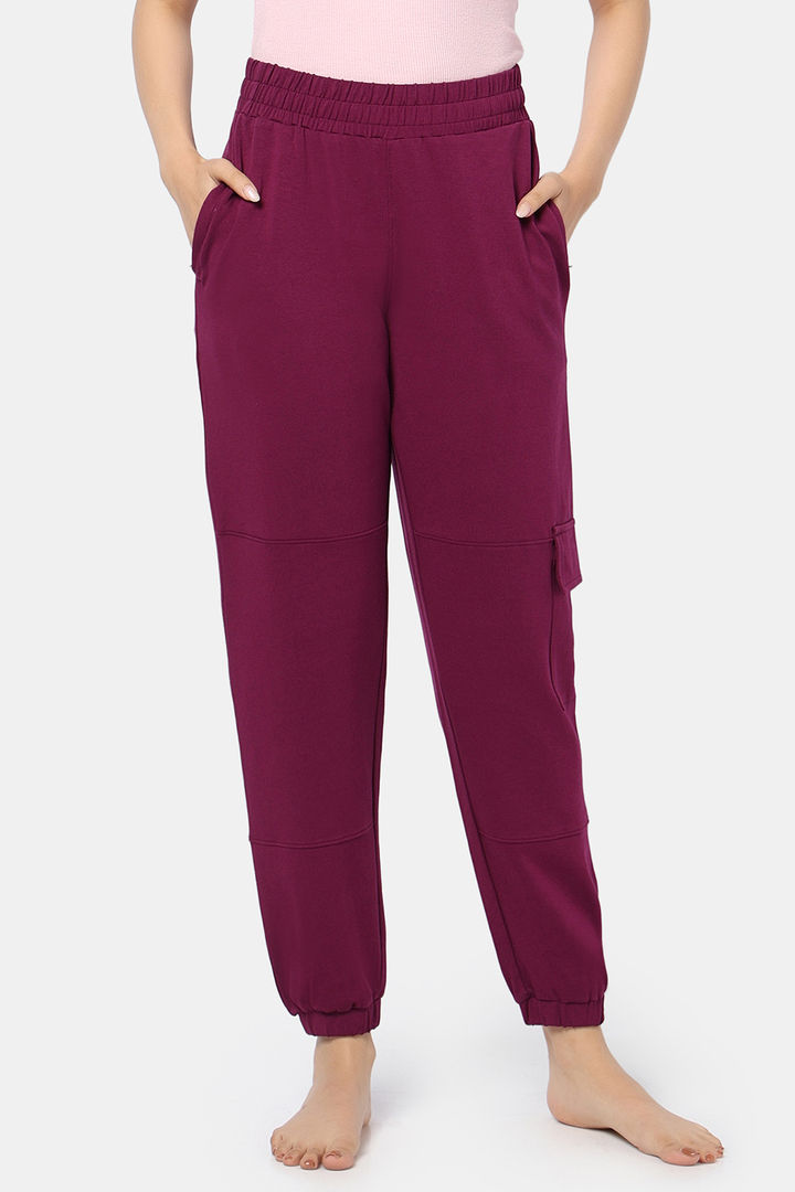 Zivame 2 Mile Fashion Knit Cotton Loungewear Bottom - Plum Caspia — image 2