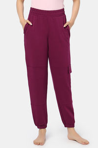 Zivame 2 Mile Fashion Knit Cotton Loungewear Bottom - Plum Caspia — thumbnail 2