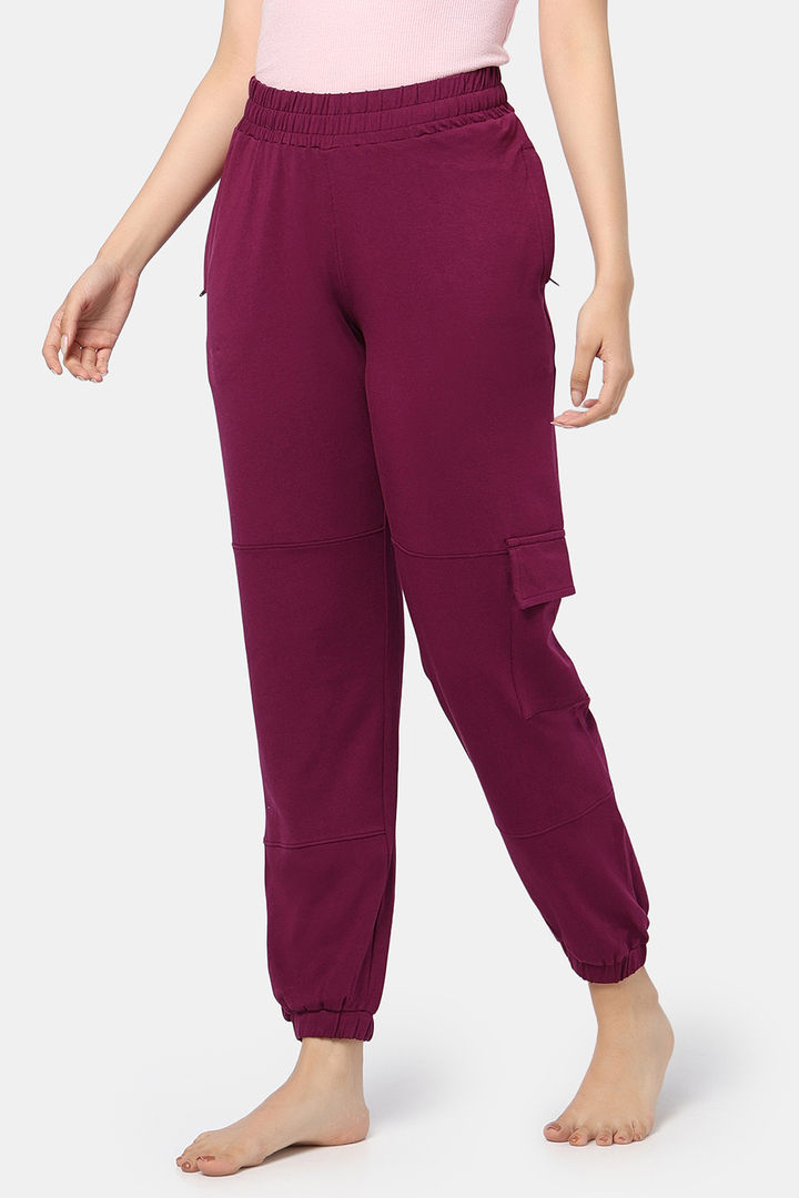 Zivame 2 Mile Fashion Knit Cotton Loungewear Bottom - Plum Caspia — image 3