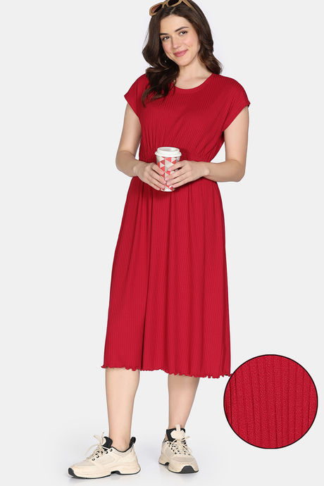 Zivame 2 Mile Fashion Knit Poly Loungewear Dress - Crimson — image 2