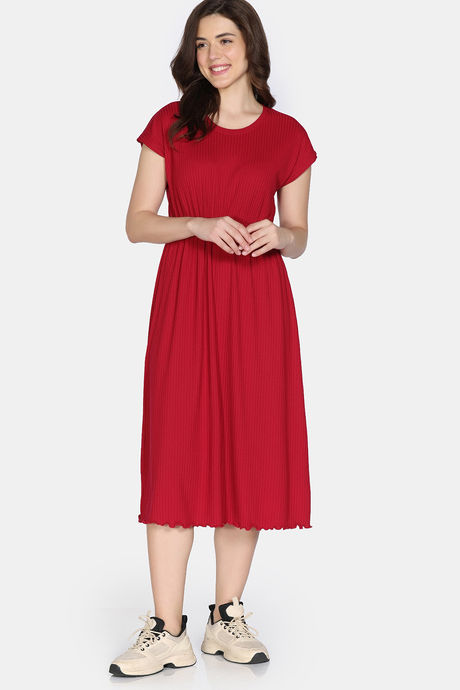 Zivame 2 Mile Fashion Knit Poly Loungewear Dress - Crimson — image 3