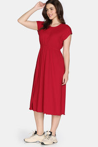 Zivame 2 Mile Fashion Knit Poly Loungewear Dress - Crimson — thumbnail 4