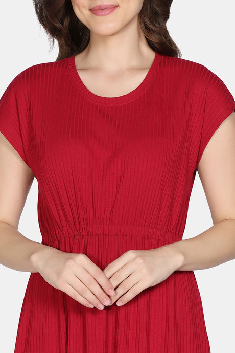 Zivame 2 Mile Fashion Knit Poly Loungewear Dress - Crimson — image 6