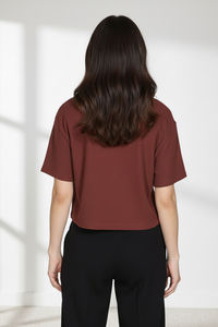 Zivame Knit Poly Loungewear Top - Cinnamon — thumbnail 4