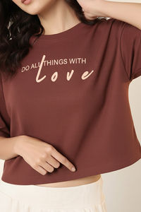 Zivame Knit Poly Loungewear Top - Cinnamon — thumbnail 6