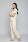 Zivame Knit Cotton Tencel Pyjama Set - Parchment — thumbnail 2