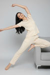 Zivame Knit Cotton Tencel Pyjama Set - Parchment — thumbnail 4