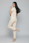 Zivame Knit Cotton Tencel Pyjama Set - Parchment — thumbnail 5