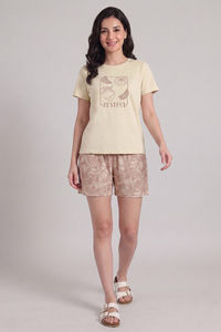 Zivame Buttersoft Fruity Collection Knit Poly Short Set - Roebuck — thumbnail 1