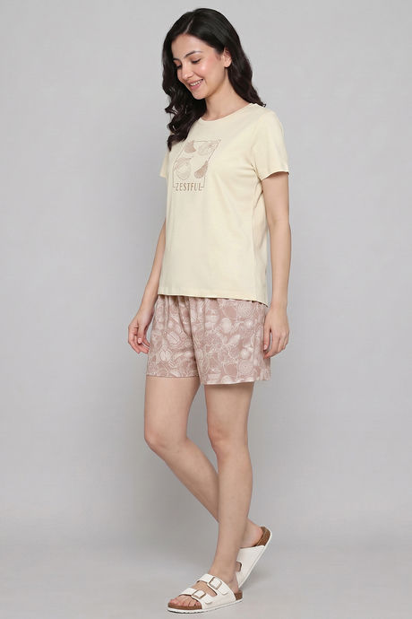 Zivame Buttersoft Fruity Collection Knit Poly Short Set - Roebuck — image 2
