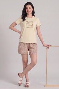 Zivame Buttersoft Fruity Collection Knit Poly Short Set - Roebuck — thumbnail 4