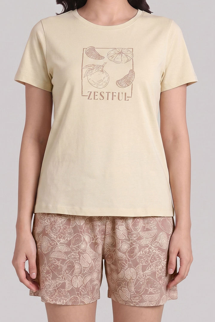 Zivame Buttersoft Fruity Collection Knit Poly Short Set - Roebuck — image 5