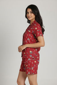 Zivame Smurf Collection Knit Poly Short Set - Salsa — thumbnail 3