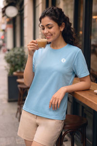 Zivame Knit Poly Loungewear Top - Aqua — thumbnail 1