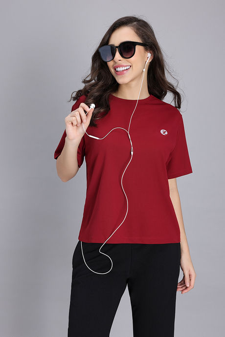 Zivame Knit Poly Loungewear Top - Cerise — image 5