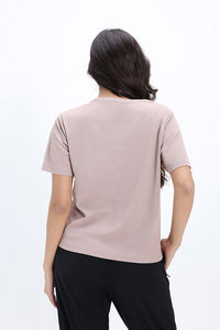 Zivame Knit Poly Loungewear Top - Fawn — thumbnail 4