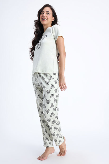 Zivame Mickey and Friends Knit Cotton Pyjama Set - Almost Aqua — image 4