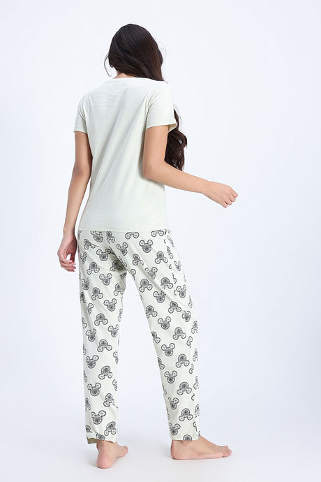 Zivame Mickey and Friends Knit Cotton Pyjama Set - Almost Aqua — image 5