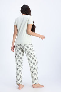 Zivame Mickey and Friends Knit Cotton Pyjama Set - Almost Aqua — thumbnail 5