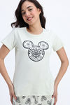 Zivame Mickey and Friends Knit Cotton Pyjama Set - Almost Aqua — thumbnail 5