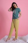 Zivame Farm Lore Knit Cotton Pyjama Set - Aquifer — thumbnail 2
