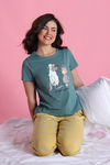 Zivame Farm Lore Knit Cotton Pyjama Set - Aquifer — thumbnail 4