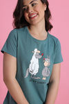 Zivame Farm Lore Knit Cotton Pyjama Set - Aquifer — thumbnail 5