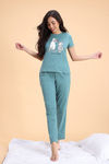 Zivame Knit Cotton Pyjama Set - Aquifer — thumbnail 2