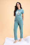 Zivame Knit Cotton Pyjama Set - Aquifer — thumbnail 3
