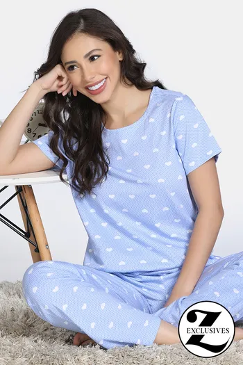 Zivame Farm Lore Knit Cotton Pyajama Sets - Dutch Canel