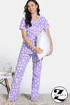 Zivame Farm Lore Knit Cotton Pyajama Sets - Lavender — thumbnail 1