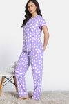 Zivame Farm Lore Knit Cotton Pyajama Sets - Lavender — thumbnail 3