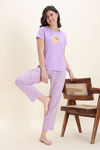 Zivame Farm Lore Knit Cotton Pyjama Set - Lavendula — thumbnail 2