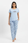 Zivame Knit Cotton Pyjama Set - Nantucket — thumbnail 1