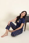 Zivame Farm Lore Knit Cotton Pyjama Set - Naval Academy — thumbnail 4
