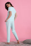 Zivame Farm Lore Knit Cotton Pyjama Set - Opal Blue — thumbnail 3
