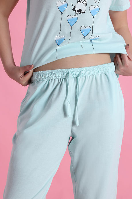 Zivame Farm Lore Knit Cotton Pyjama Set - Opal Blue — image 7