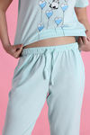 Zivame Farm Lore Knit Cotton Pyjama Set - Opal Blue — thumbnail 7