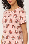 Zivame Farm Lore Knit Cotton Pyjama Set - Peach Skin — thumbnail 5