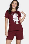 Zivame Knit Cotton Short Set - Pomegranate — thumbnail 2