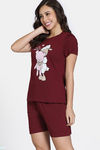 Zivame Knit Cotton Short Set - Pomegranate — thumbnail 3