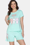 Zivame Knit Cotton Short Set - Yucca — thumbnail 2