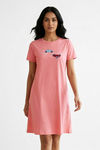 Zivame Farm Lore Knit Cotton Knee Length Nightdress - Peaches — thumbnail 2