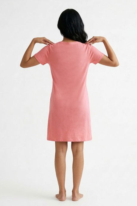 Zivame Farm Lore Knit Cotton Knee Length Nightdress - Peaches — image 3
