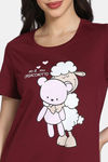 Zivame Farm Lore Knit Cotton Night Dress - Pomegranate — thumbnail 5
